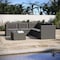 Flash Furniture Roan Indoor/Outdoor L-Shaped Sectional w/Coffee Table in Gray Wicker PE Rattan w/Gray Cushions BN-WS404-GY-GY-GG - alternate 9